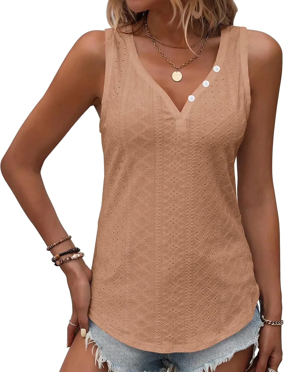 Womens V Neck Short Sleeve Embroidery Shirts Casual Loose Tops Dressy Blouses