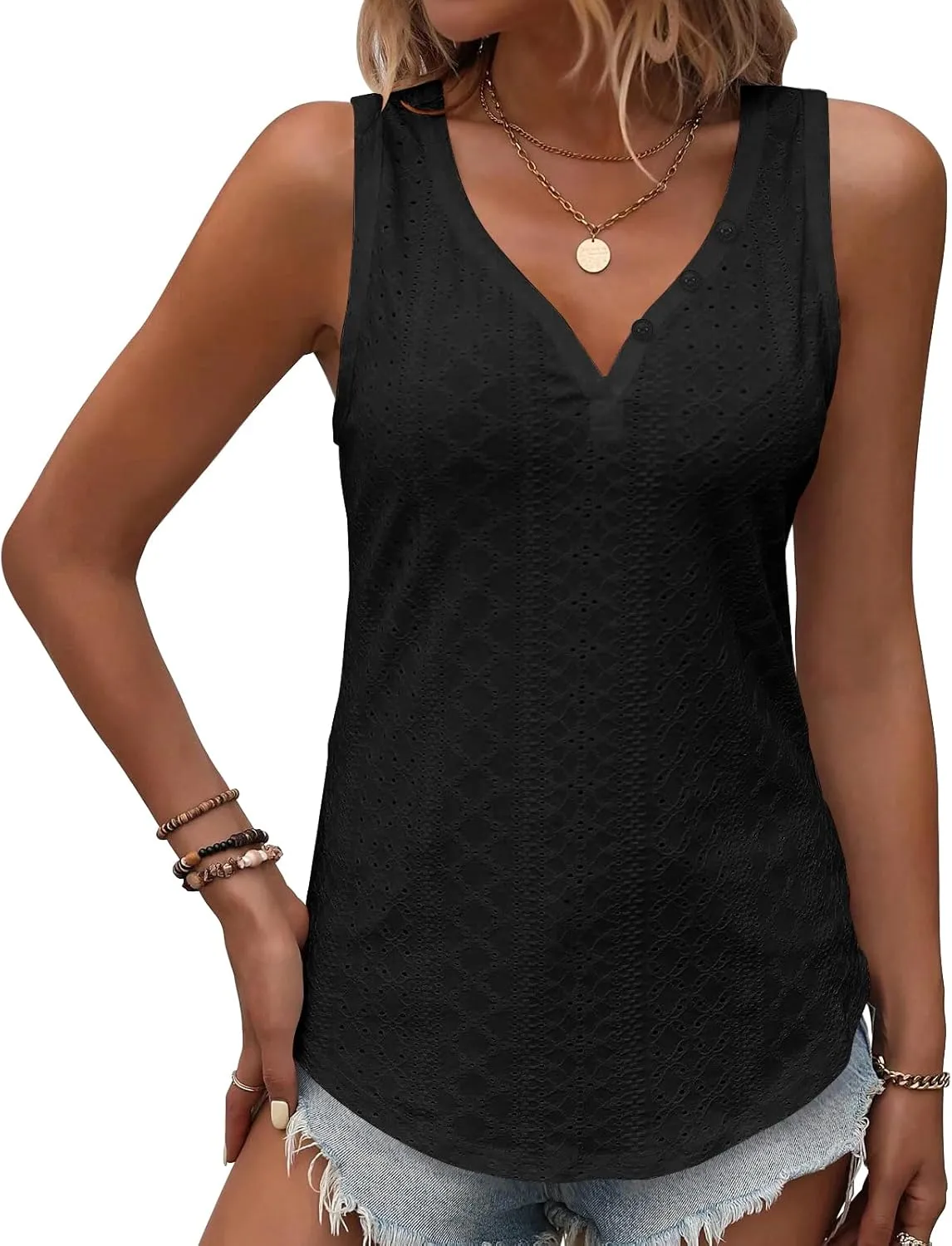 Womens V Neck Short Sleeve Embroidery Shirts Casual Loose Tops Dressy Blouses