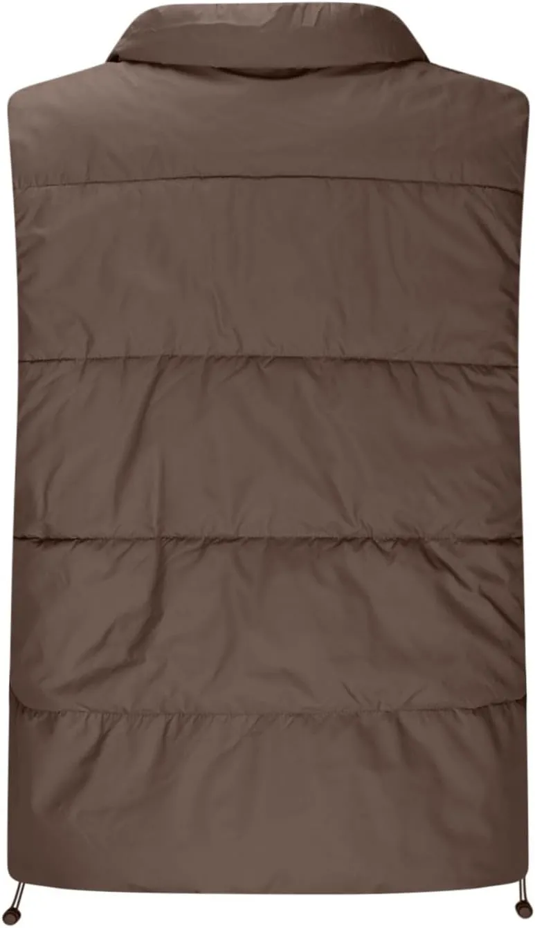 Womens Vest Sleeveless Stand Collar Down Jackets Warm Quilted Vest Winter Puffer Coat Zip Up Outwear with Pockets