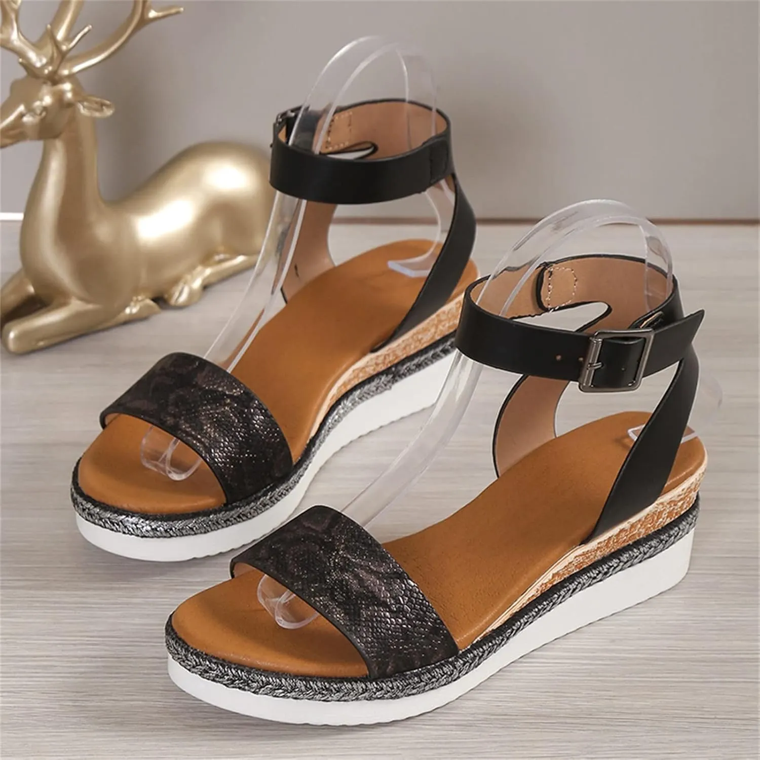 Womens Wedge Sandals Women's Platform Wedge Sandals Walking Casual Summer Sandal Slip on Arch Support Soft