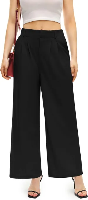 Womens Wide Leg Dress Pants High Waist Business Work Trousers Long Straight Loose Suit Pants