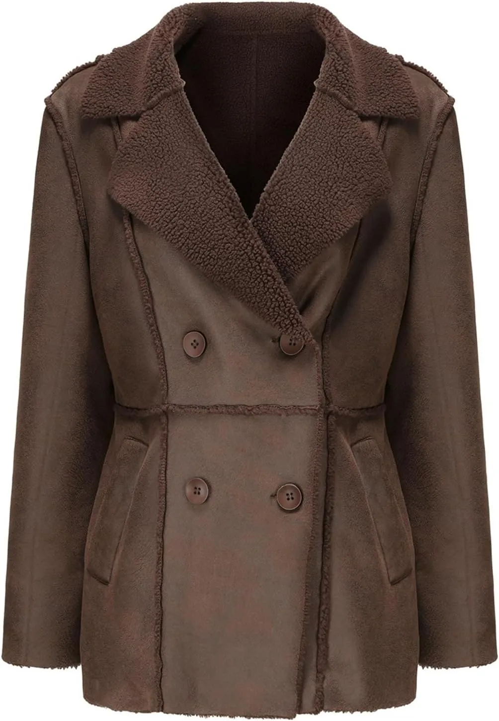 Womens Winter Faux Fur Coats Moto Jackets OversizedShearling Coat Lined Leather Jacket
