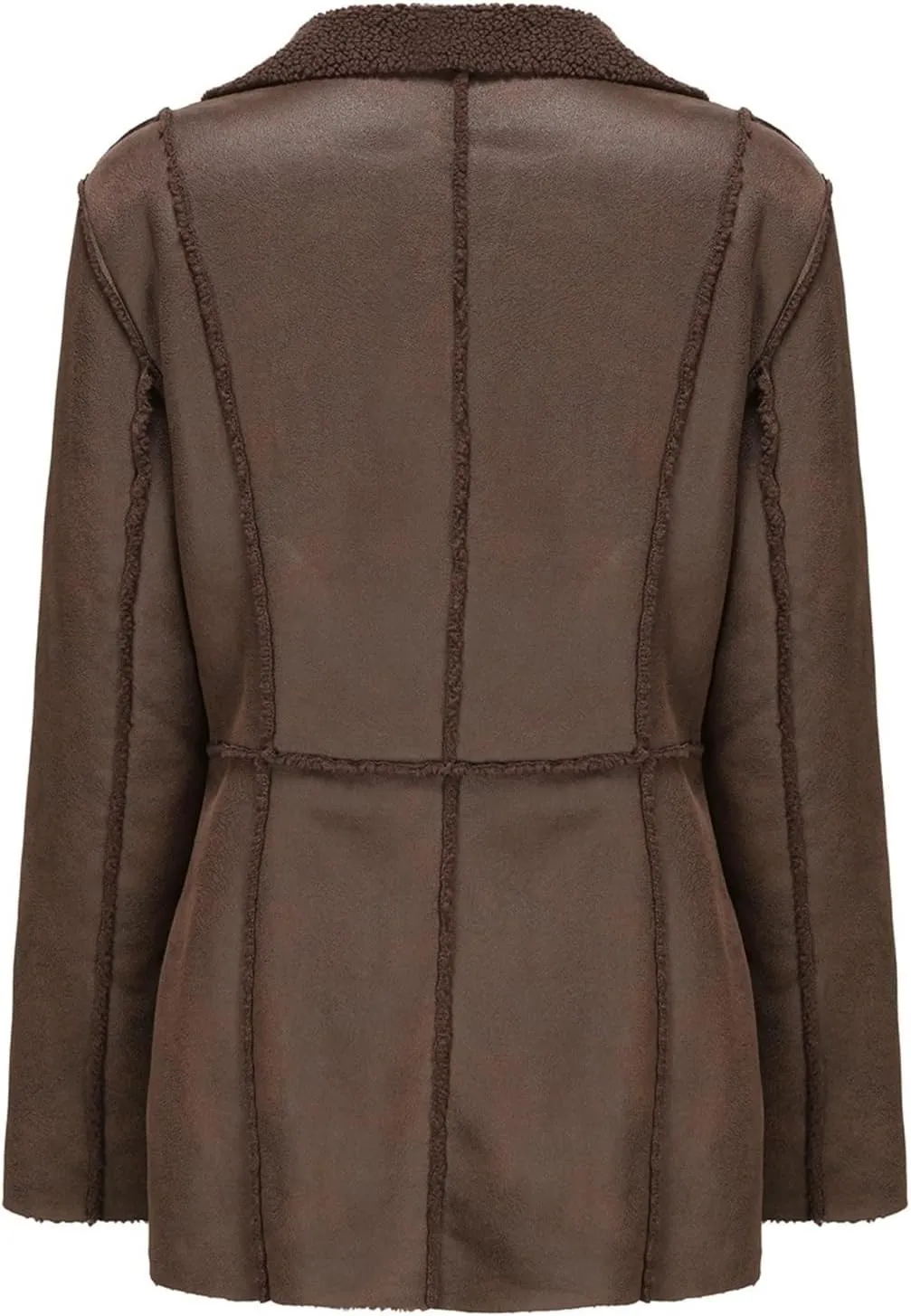 Womens Winter Faux Fur Coats Moto Jackets OversizedShearling Coat Lined Leather Jacket