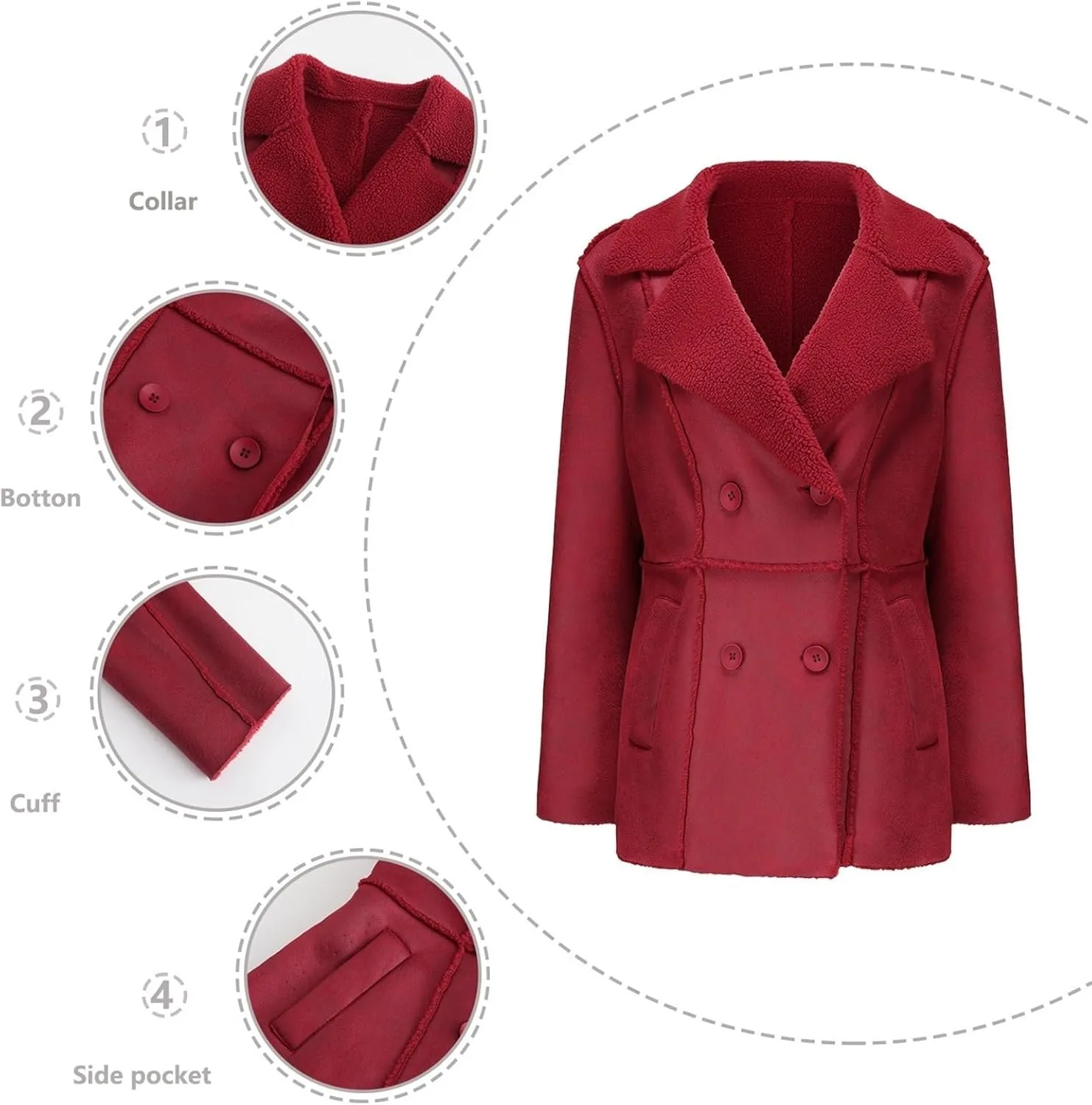 Womens Winter Faux Fur Coats Moto Jackets OversizedShearling Coat Lined Leather Jacket
