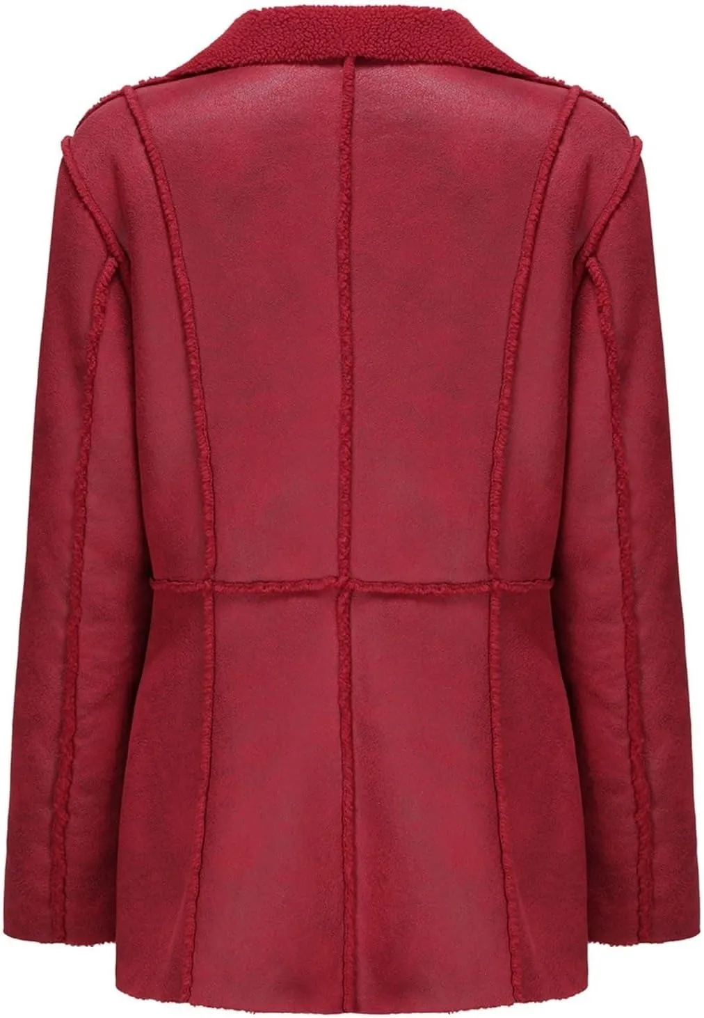 Womens Winter Faux Fur Coats Moto Jackets OversizedShearling Coat Lined Leather Jacket
