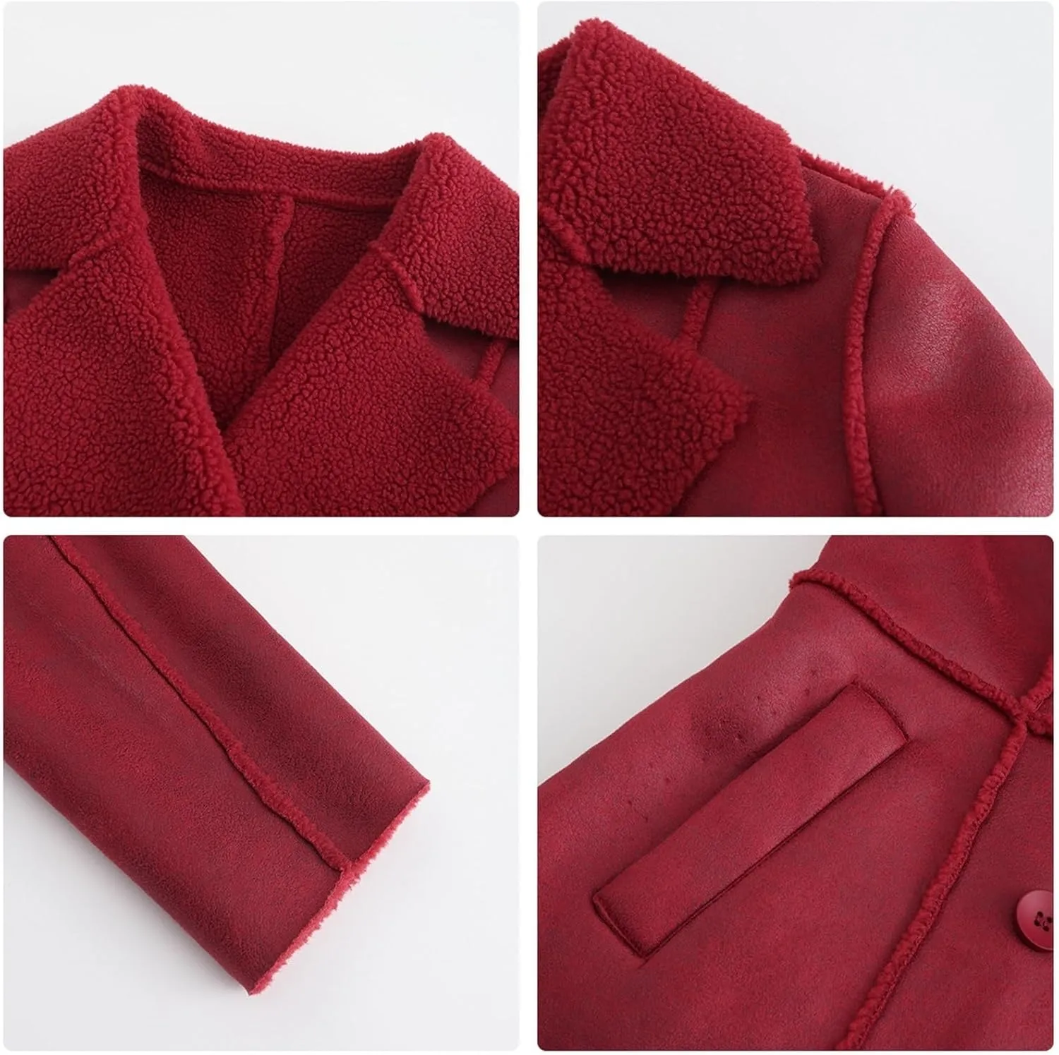 Womens Winter Faux Fur Coats Moto Jackets OversizedShearling Coat Lined Leather Jacket
