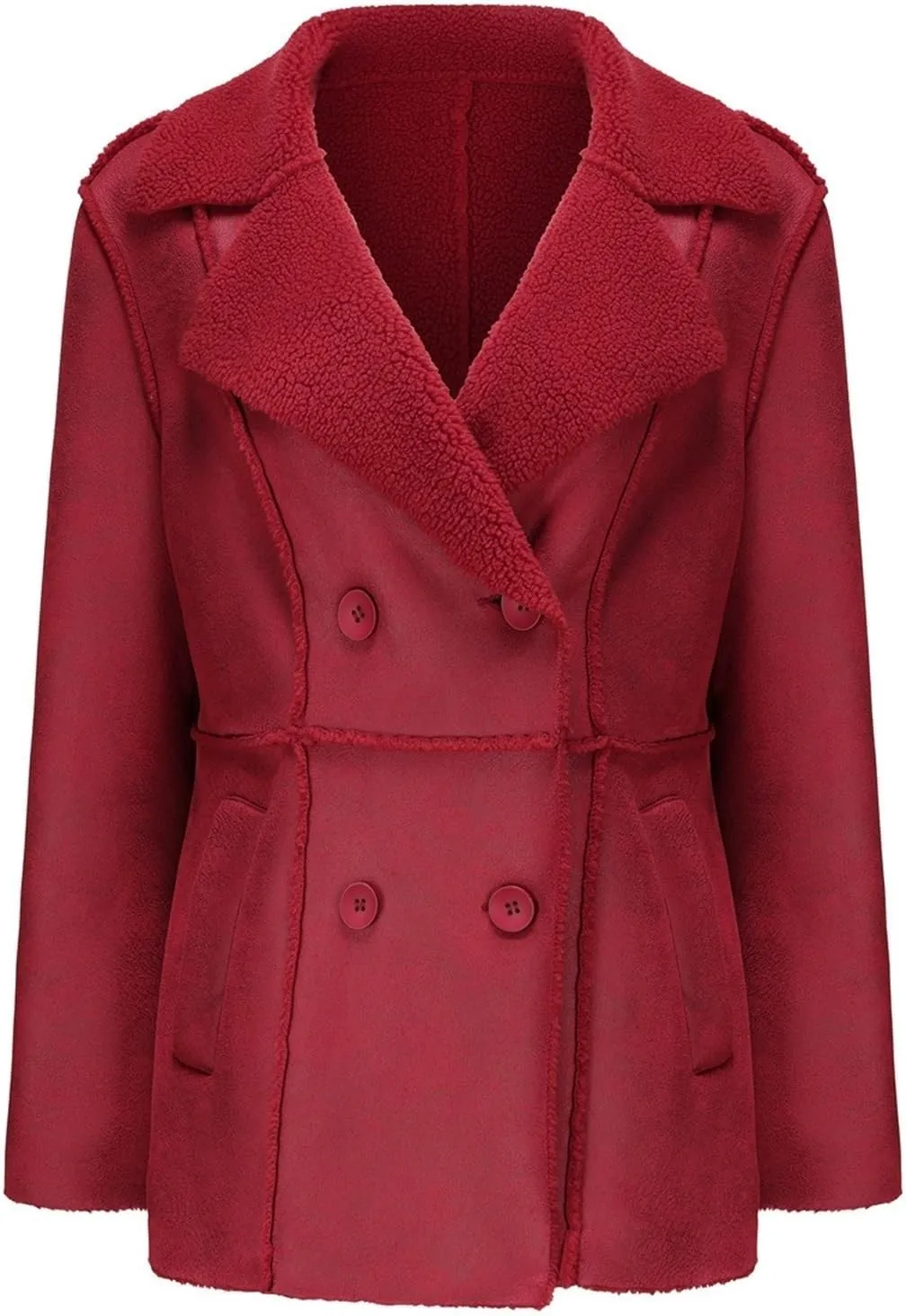 Womens Winter Faux Fur Coats Moto Jackets OversizedShearling Coat Lined Leather Jacket