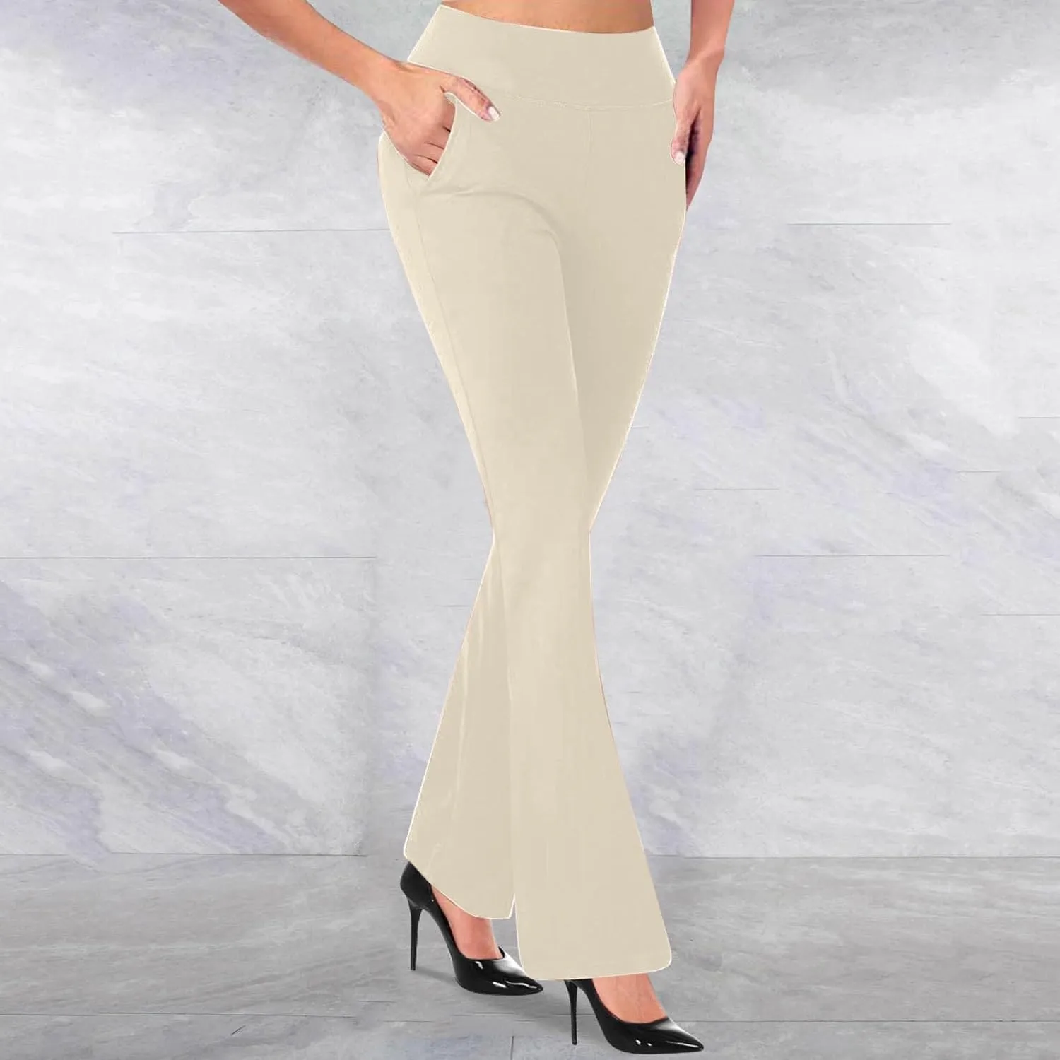 Work Pants for Women Stretch Flare High Waist Yoga Pant Dressy Soft Business Casual Slacks Comfy Office Trousers