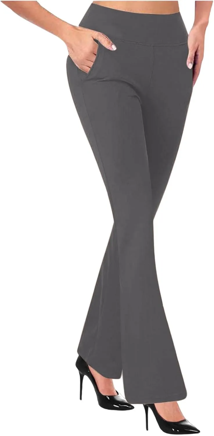 Work Slacks for Women 2025 Knit High Waist Office Dress Petite Yoga Pants Business Casual Pant Trousers Pantalones