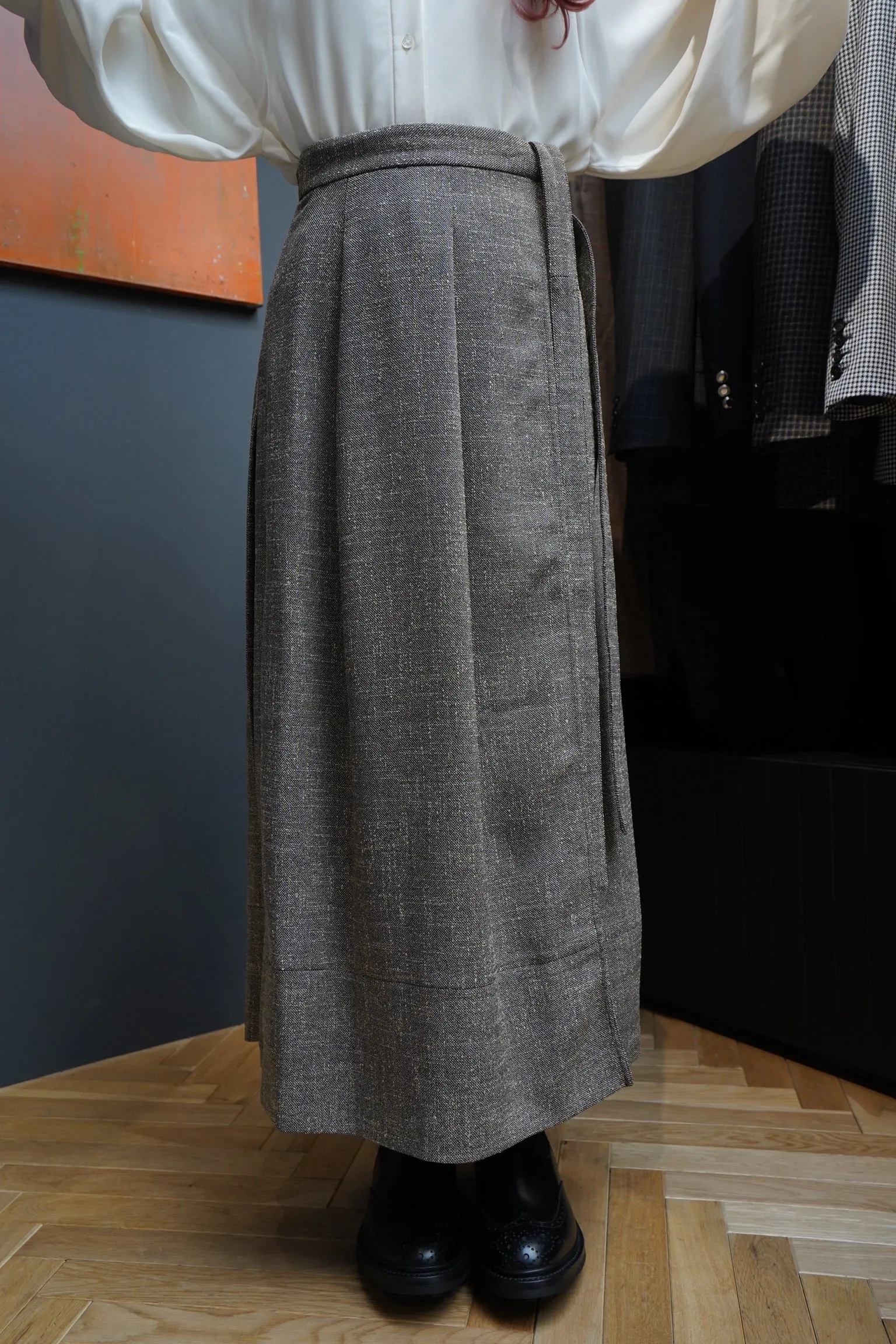 WRAPAROUND SKIRT (BK TWEED)