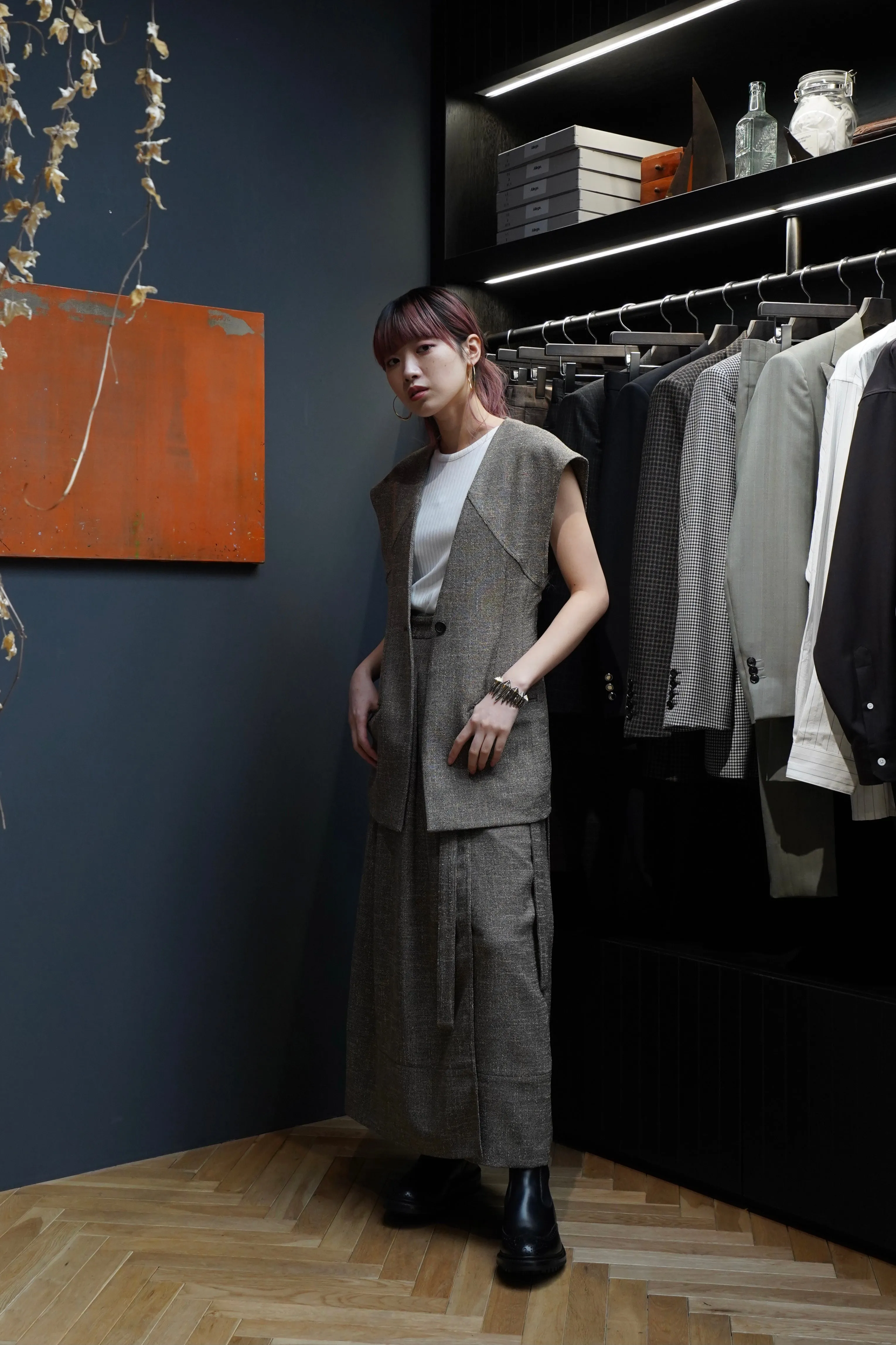 WRAPAROUND SKIRT (BK TWEED)