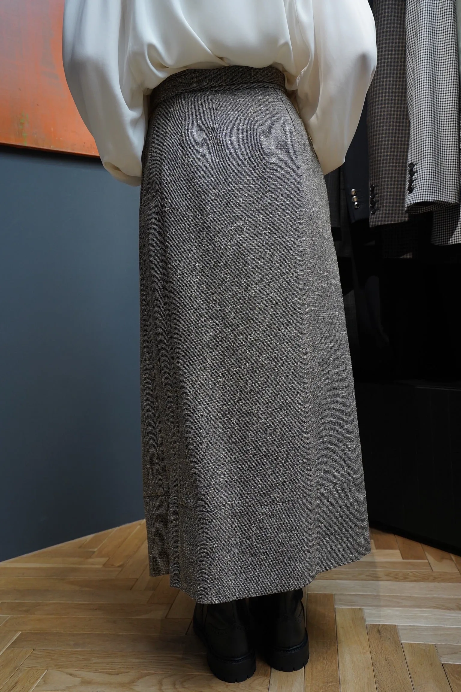WRAPAROUND SKIRT (BK TWEED)