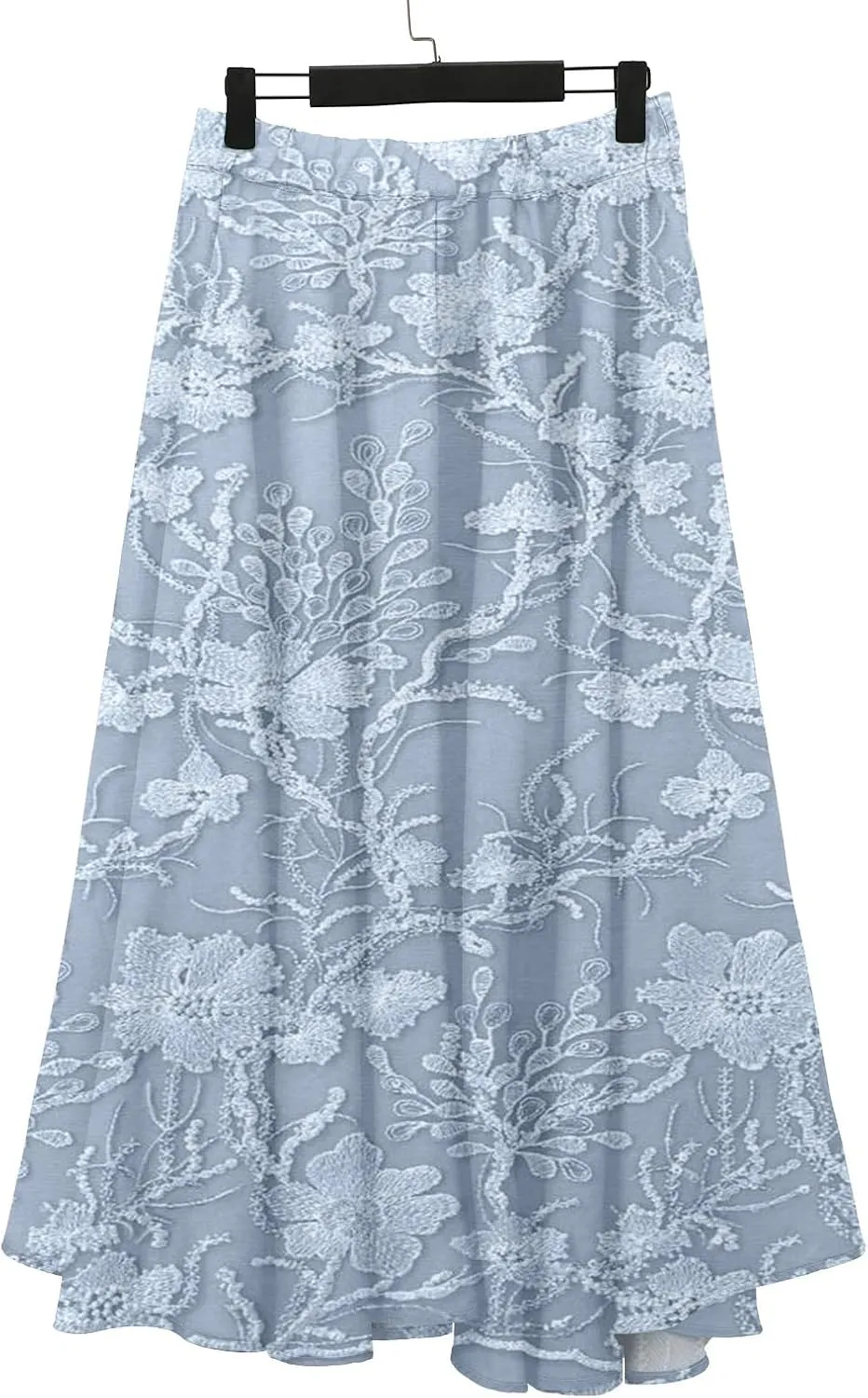 XOWRTE Women's Boho Casual Skirts Summer 2025 Lace Embroidery Elastic Waist Flowy Tiered A-Line Beach Maxi Skirt Swing Cute