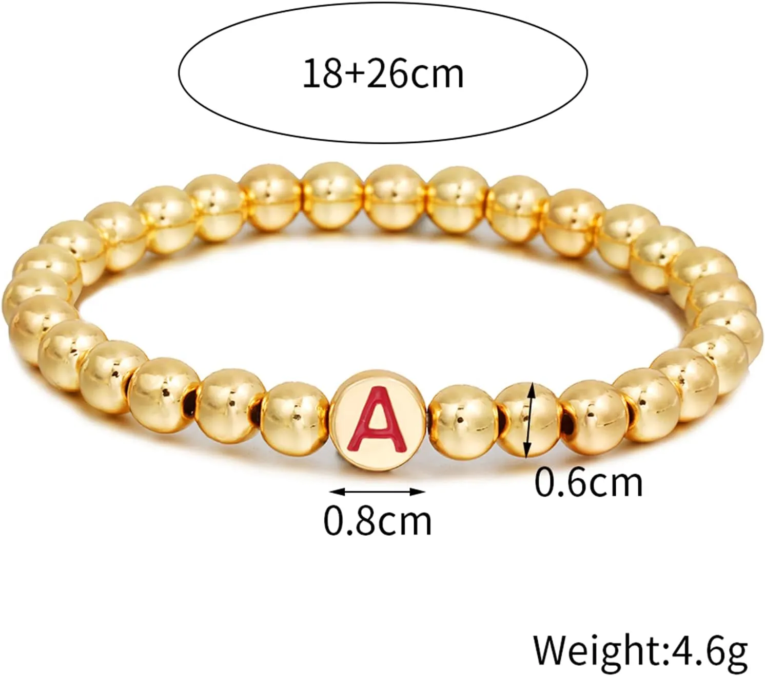 YBMYCM Letter Beaded Bracelets Initial Bracelets 14K Gold Plated Stretch Bracelets for Women Jewelry