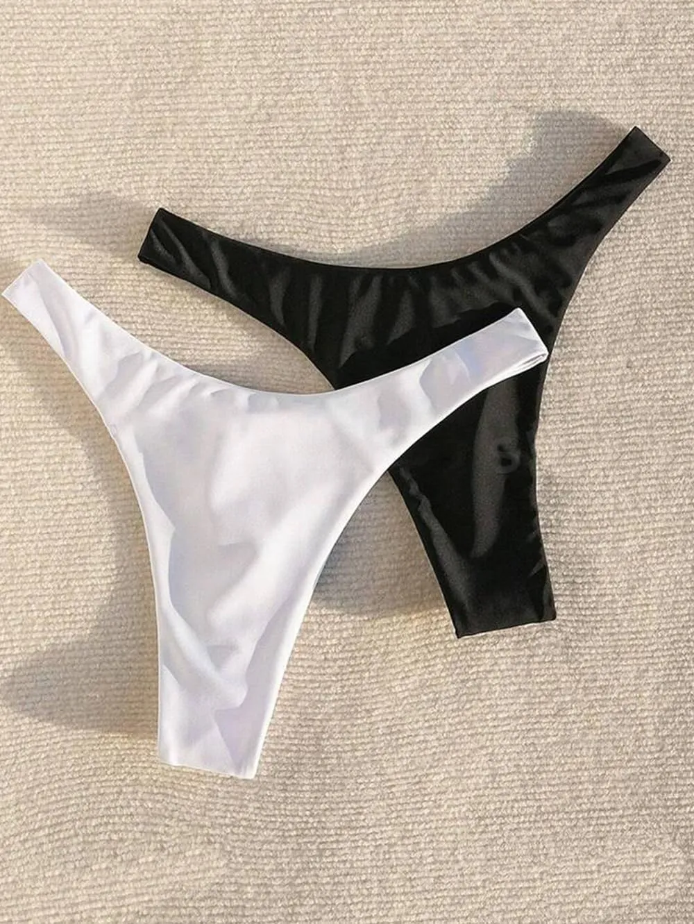 YELAIVP Women's Ruched Back Bikini Bottoms High Cut Bathing Suit Bottoms Cheeky Thong Swimsuit Bottom