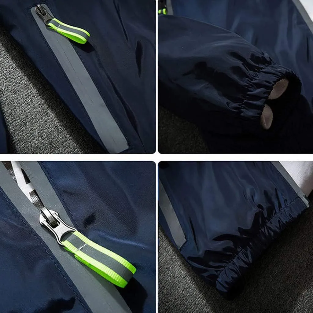 Ymosrh Men's Jackets Rain Jacket Waterproof With Hooded Hiking Coat Casual Lightweight Windbreaker Light Jacket, M-7XL