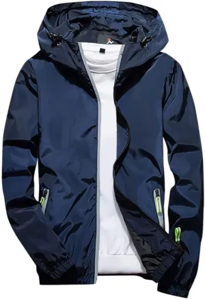 Ymosrh Men's Jackets Rain Jacket Waterproof With Hooded Hiking Coat Casual Lightweight Windbreaker Light Jacket, M-7XL