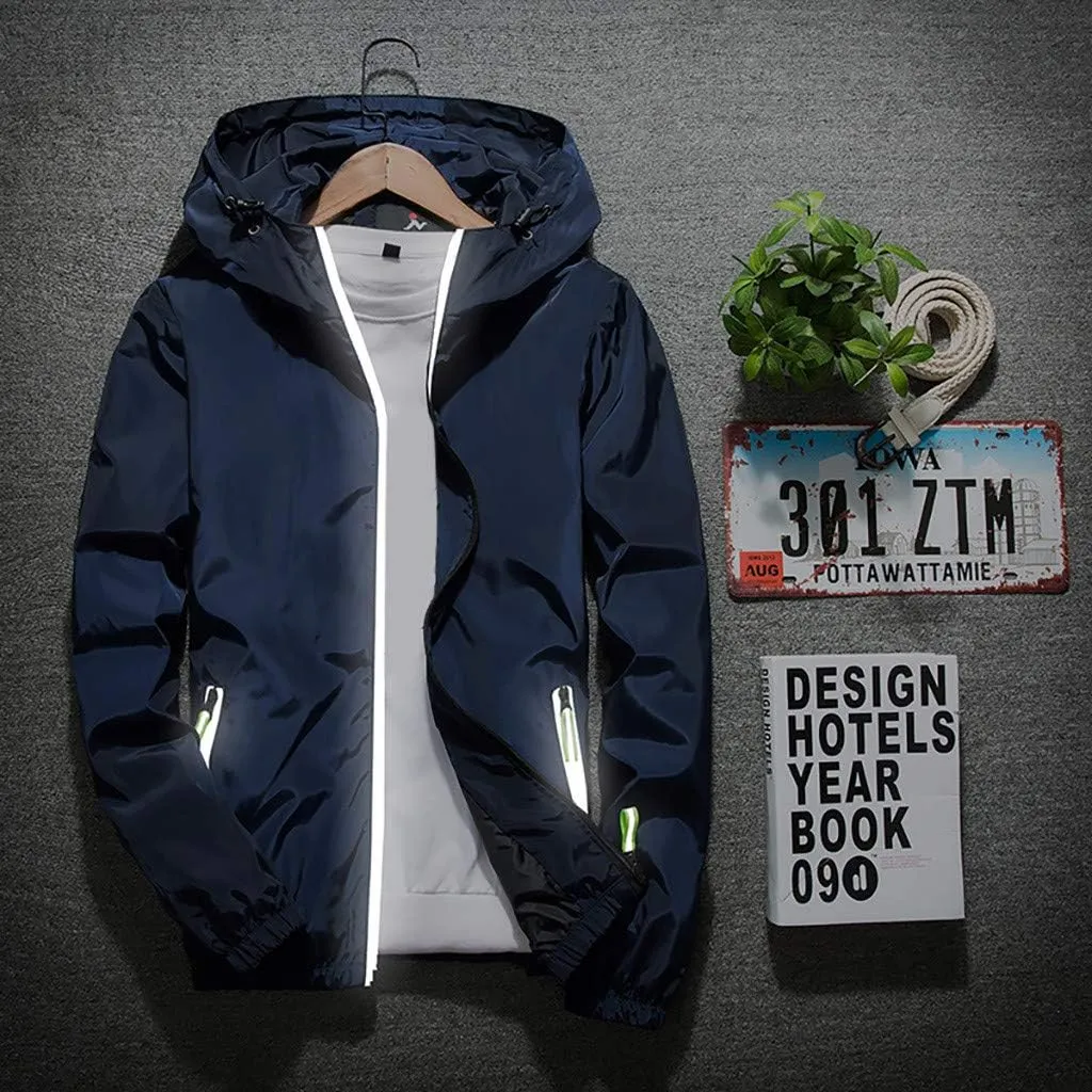Ymosrh Men's Jackets Rain Jacket Waterproof With Hooded Hiking Coat Casual Lightweight Windbreaker Light Jacket, M-7XL