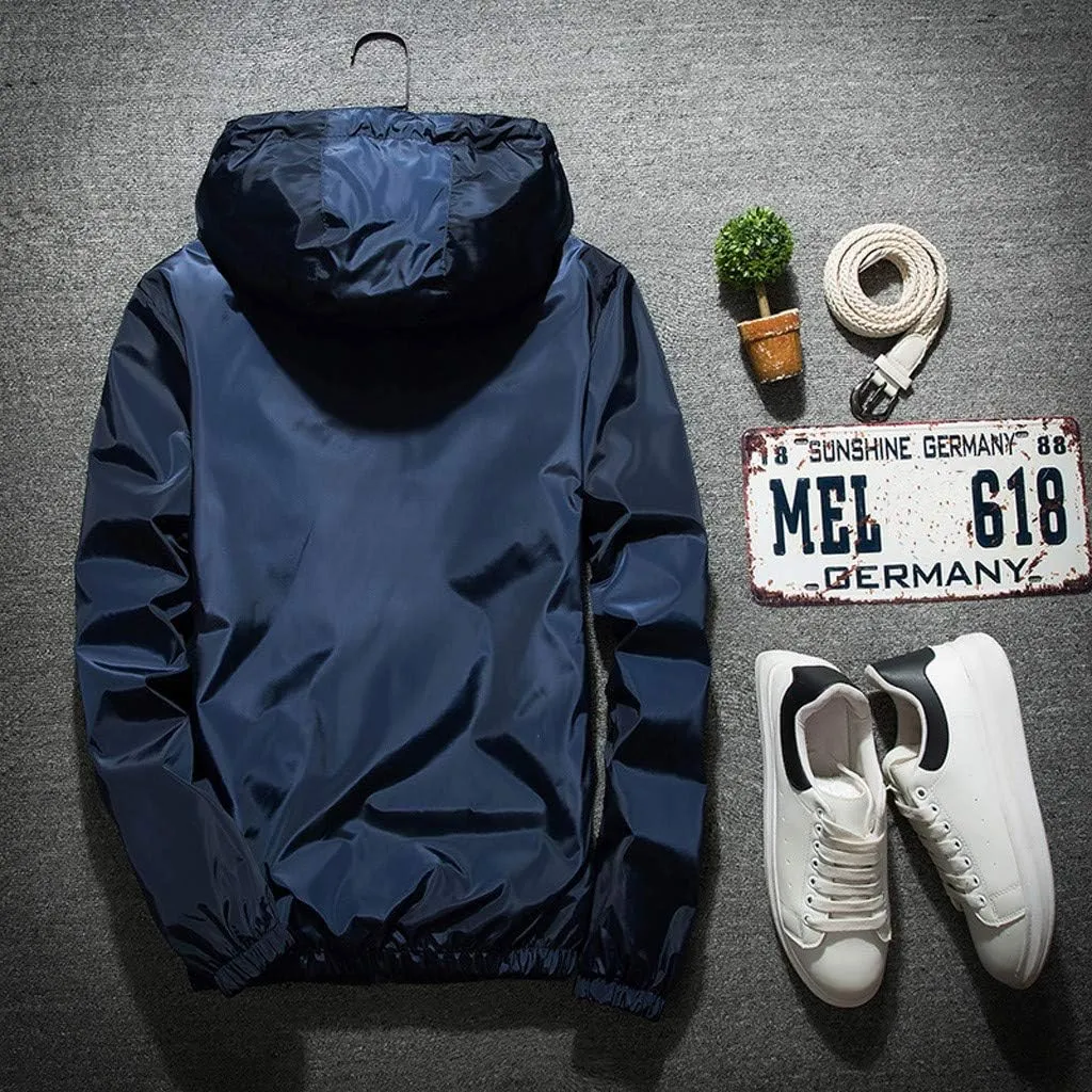 Ymosrh Men's Jackets Rain Jacket Waterproof With Hooded Hiking Coat Casual Lightweight Windbreaker Light Jacket, M-7XL