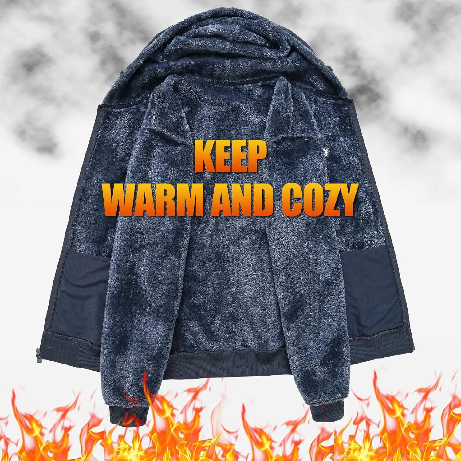yuyangdpb Men's Zip Up Hoodie Heavyweight Fleece Sherpa Lined Sweatshirt Jackets Winter Warm Coats