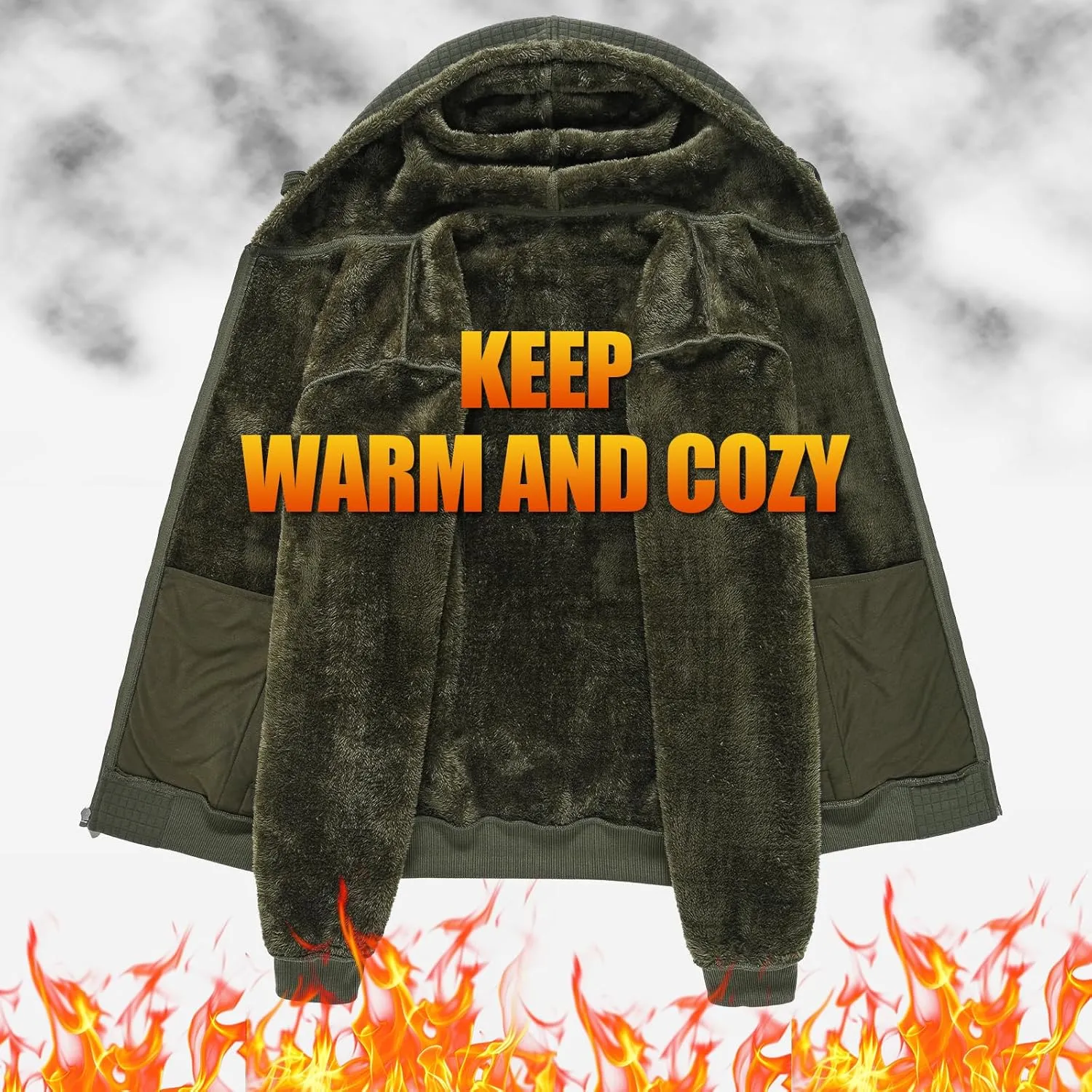 yuyangdpb Men's Zip Up Hoodie Heavyweight Fleece Sherpa Lined Sweatshirt Jackets Winter Warm Coats