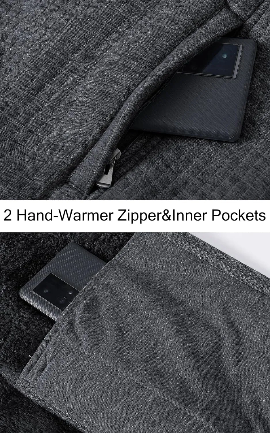 yuyangdpb Men's Zip Up Hoodie Heavyweight Fleece Sherpa Lined Sweatshirt Jackets Winter Warm Coats