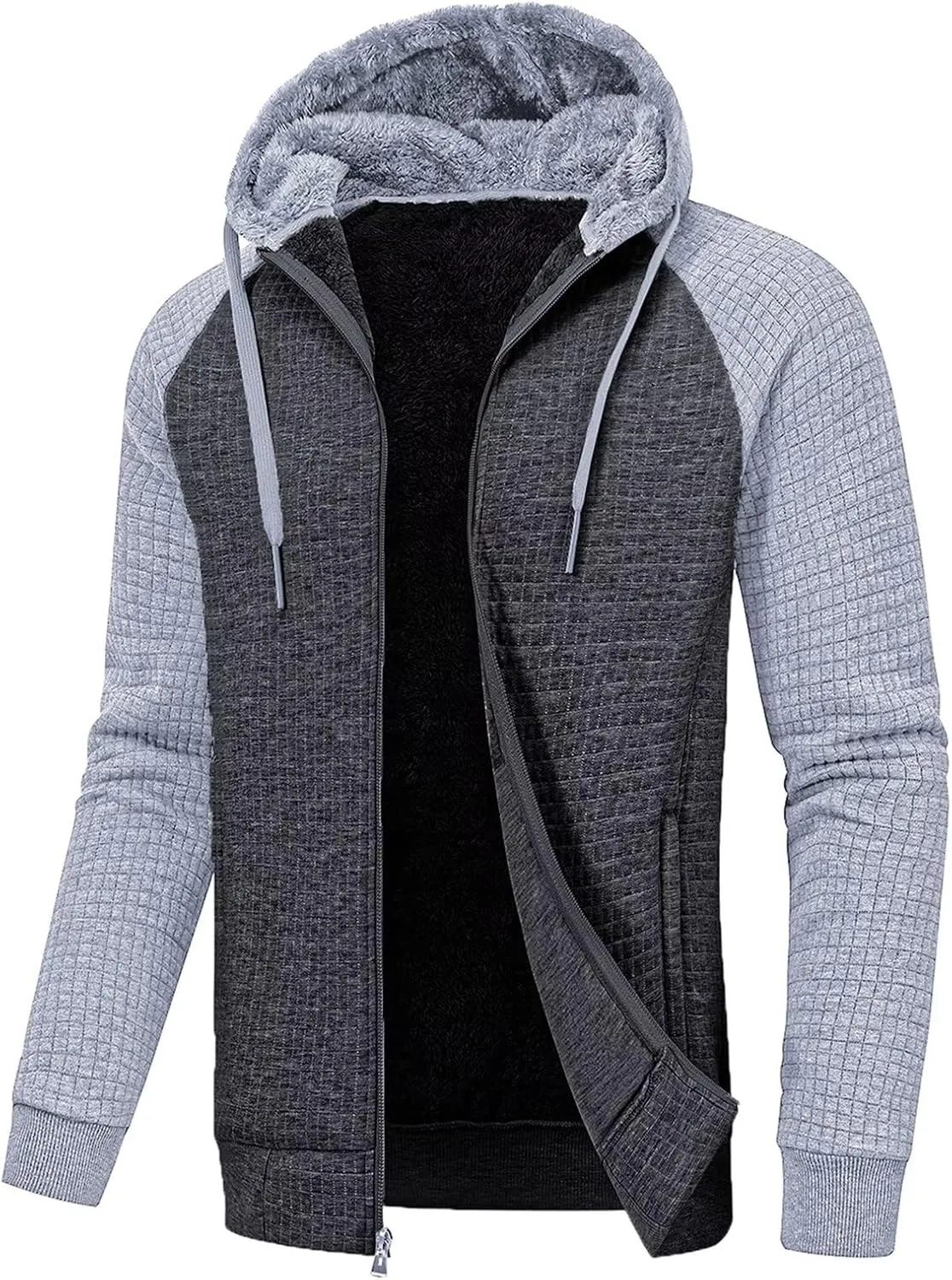 yuyangdpb Men's Zip Up Hoodie Heavyweight Fleece Sherpa Lined Sweatshirt Jackets Winter Warm Coats