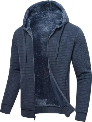 yuyangdpb Men's Zip Up Hoodie Heavyweight Fleece Sherpa Lined Sweatshirt Jackets Winter Warm Coats