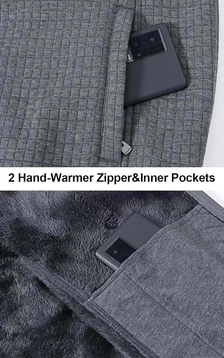 yuyangdpb Men's Zip Up Hoodie Heavyweight Fleece Sherpa Lined Sweatshirt Jackets Winter Warm Coats