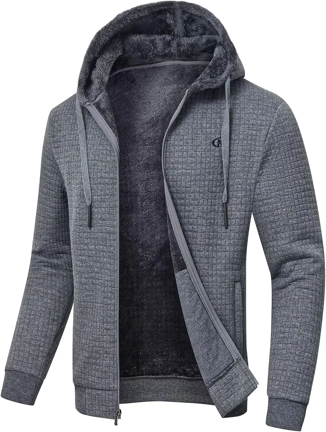 yuyangdpb Men's Zip Up Hoodie Heavyweight Fleece Sherpa Lined Sweatshirt Jackets Winter Warm Coats