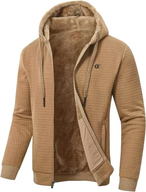 yuyangdpb Men's Zip Up Hoodie Heavyweight Fleece Sherpa Lined Sweatshirt Jackets Winter Warm Coats