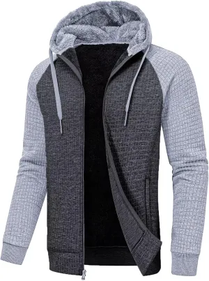 yuyangdpb Men's Zip Up Hoodie Heavyweight Fleece Sherpa Lined Sweatshirt Jackets Winter Warm Coats