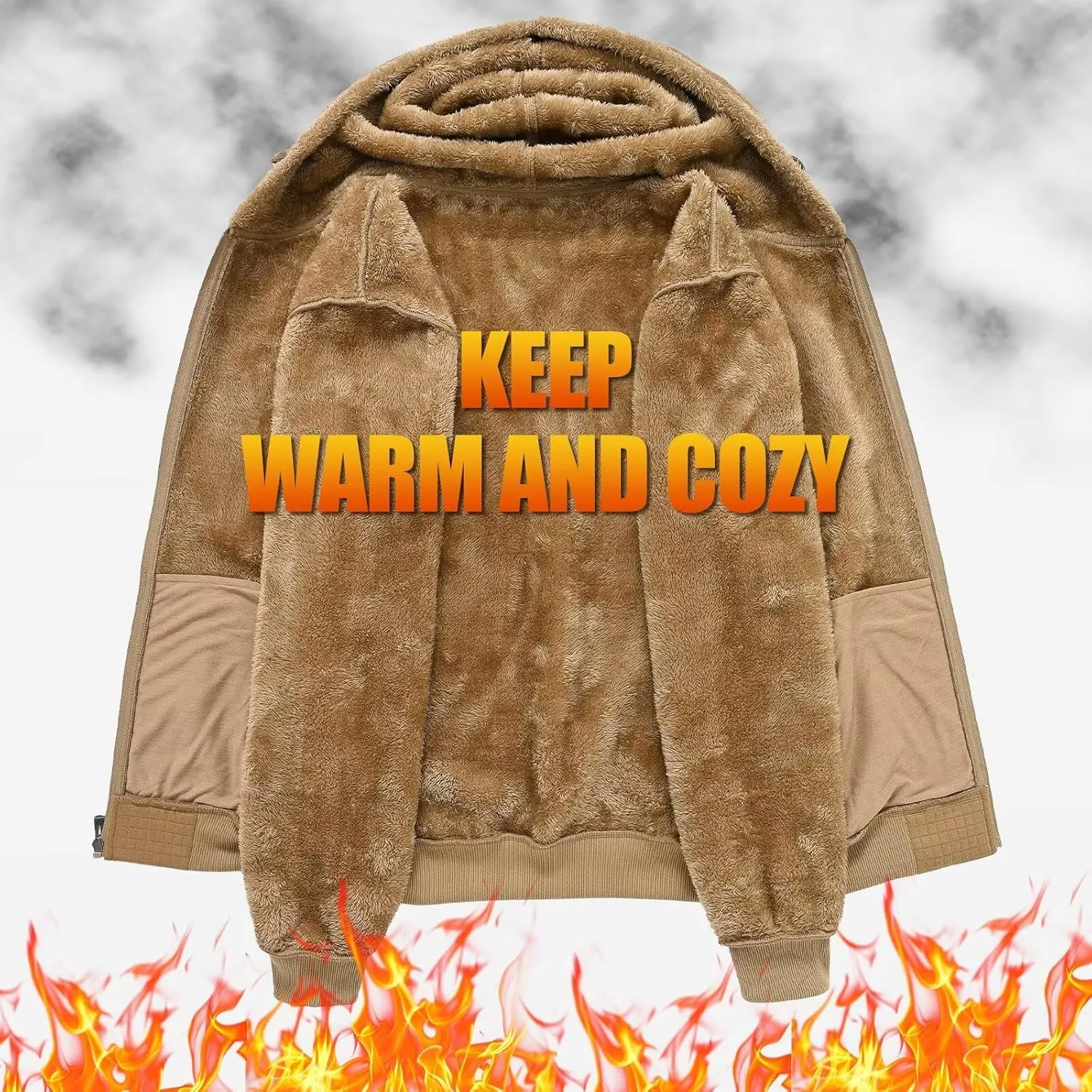 yuyangdpb Men's Zip Up Hoodie Heavyweight Fleece Sherpa Lined Sweatshirt Jackets Winter Warm Coats