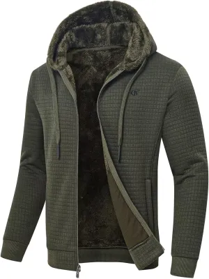 yuyangdpb Men's Zip Up Hoodie Heavyweight Fleece Sherpa Lined Sweatshirt Jackets Winter Warm Coats