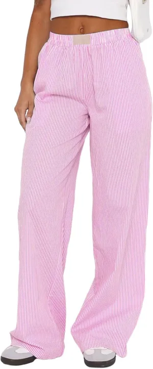 ZOCANIA Womens Pajama Pants Wide Leg Striped Pants Pants Elastic High Waist Y2k Boxers Sleepwear Baggy Lounge Pants Trousers