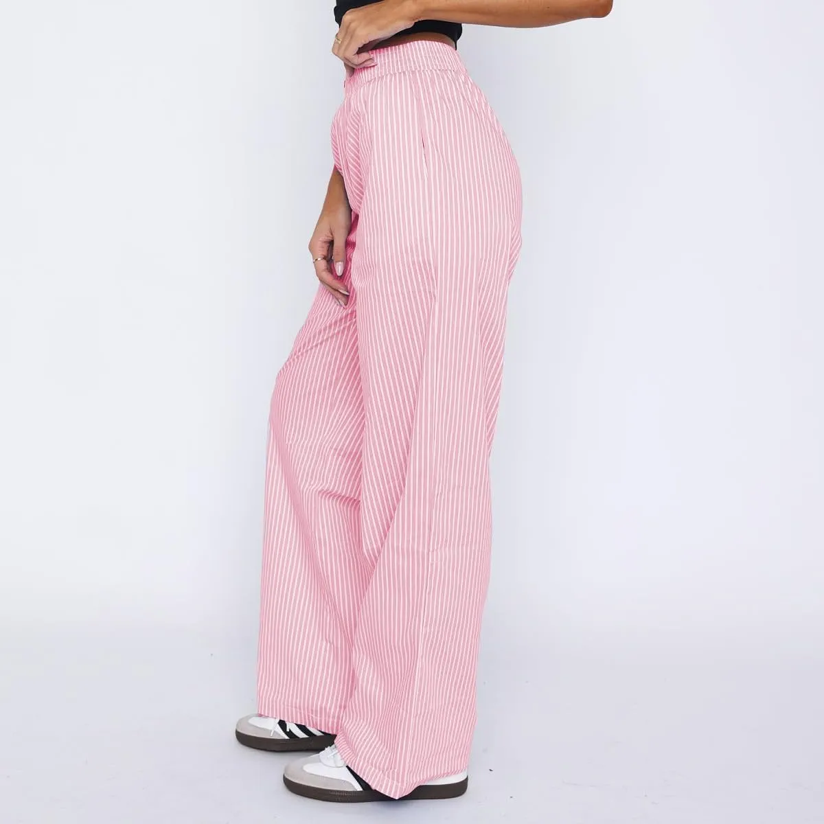 ZOCANIA Womens Pajama Pants Wide Leg Striped Pants Pants Elastic High Waist Y2k Boxers Sleepwear Baggy Lounge Pants Trousers