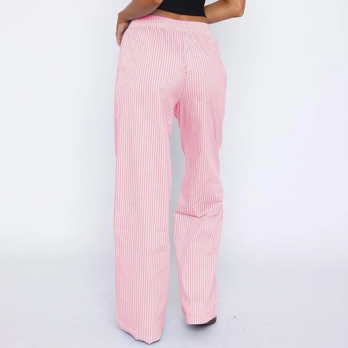 ZOCANIA Womens Pajama Pants Wide Leg Striped Pants Pants Elastic High Waist Y2k Boxers Sleepwear Baggy Lounge Pants Trousers