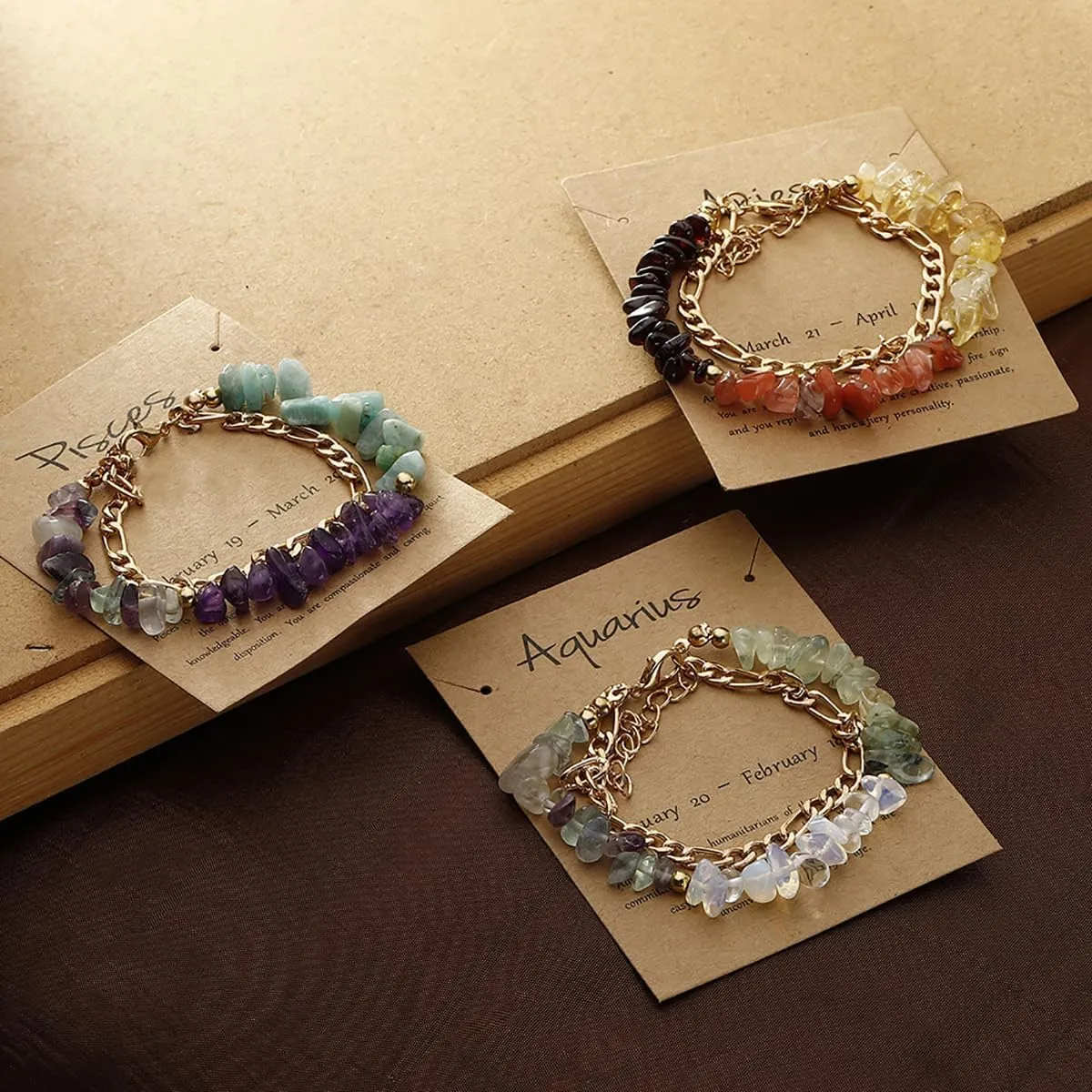 Zodiac Bracelets Healing Crystal Bracelets for Women Men Layered Constellation Zodiac Crystal Bracelets Adjustable Spiritual Chip Crystal Bracelets Zodiac Astronomy Gifts
