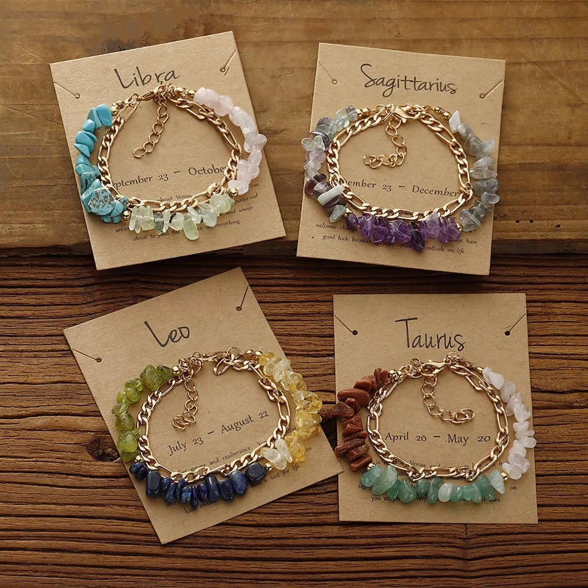 Zodiac Bracelets Healing Crystal Bracelets for Women Men Layered Constellation Zodiac Crystal Bracelets Adjustable Spiritual Chip Crystal Bracelets Zodiac Astronomy Gifts