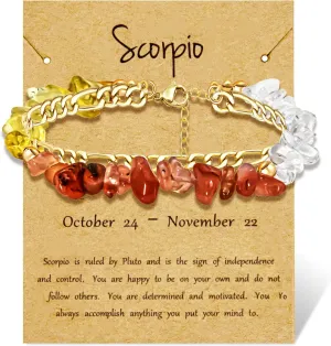 Zodiac Bracelets Healing Crystal Bracelets for Women Men Layered Constellation Zodiac Crystal Bracelets Adjustable Spiritual Chip Crystal Bracelets Zodiac Astronomy Gifts