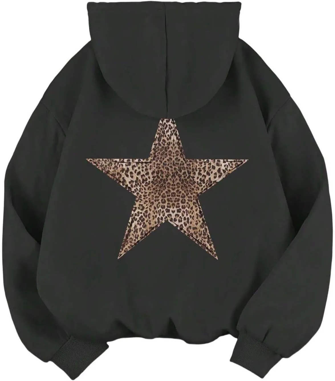 ZWRXW Oversized Graphic Hoodie Sweatshirt for Women Leopard Star Long Sleeve Pullover Sweater Fashion Y2K Outfits Tops