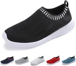 ZWRXW Women's Athletic Walking Shoes Woven Breathable Soft Shoes for Women Men,Casual Mesh Slip On Shoe,Comfortable Tennis Workout Sneakers,Unisex