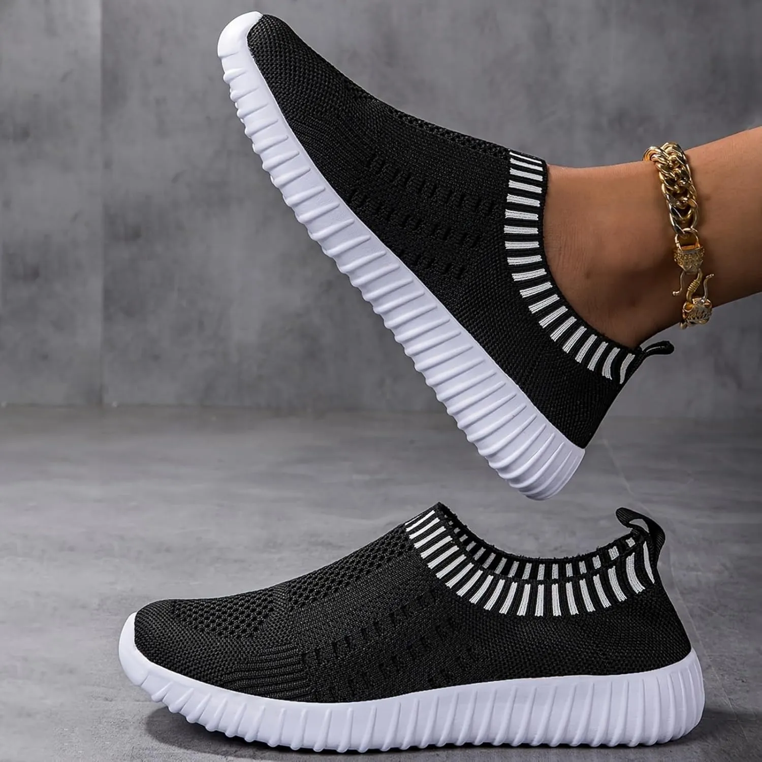 ZWRXW Women's Athletic Walking Shoes Woven Breathable Soft Shoes for Women Men,Casual Mesh Slip On Shoe,Comfortable Tennis Workout Sneakers,Unisex