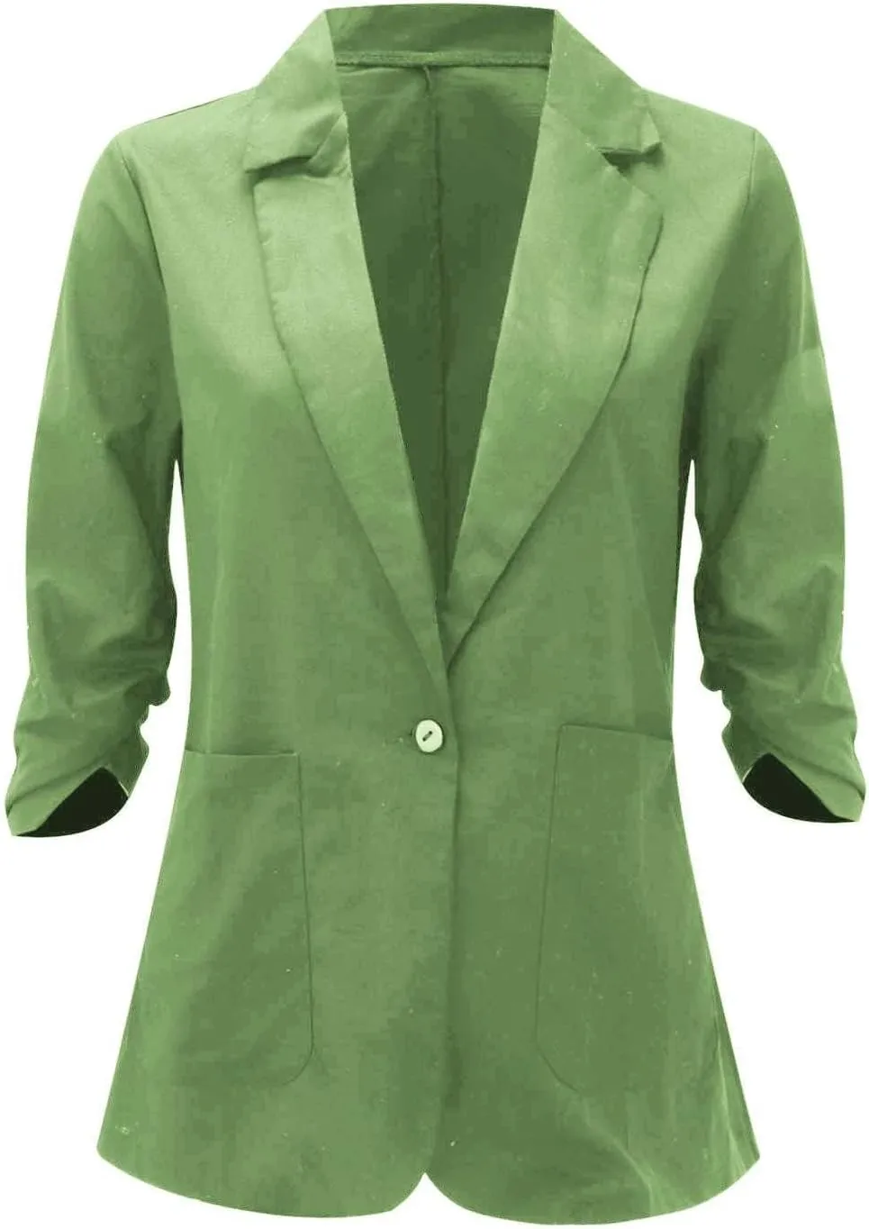 ZWRXW Womens Casual Blazers 3/4 Stretchy Ruched Sleeve Jackets Button Down Lapel Blazer Suit Business Work Office Jackets